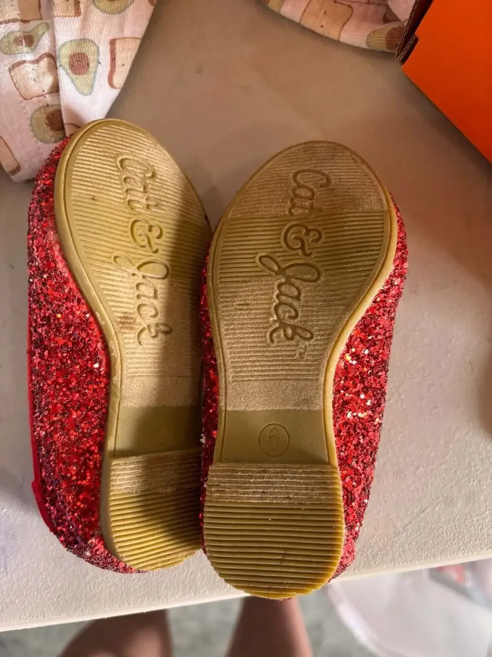 Cat & Jack Toddler Girls Red Glitter Ballet Flat Shoes with Bow